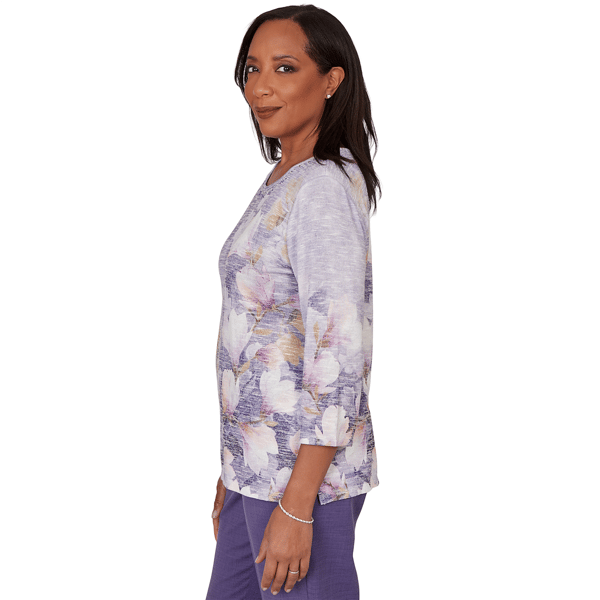 Womens Alfred Dunner Grand Bazaar Amethyst Floral Blouse