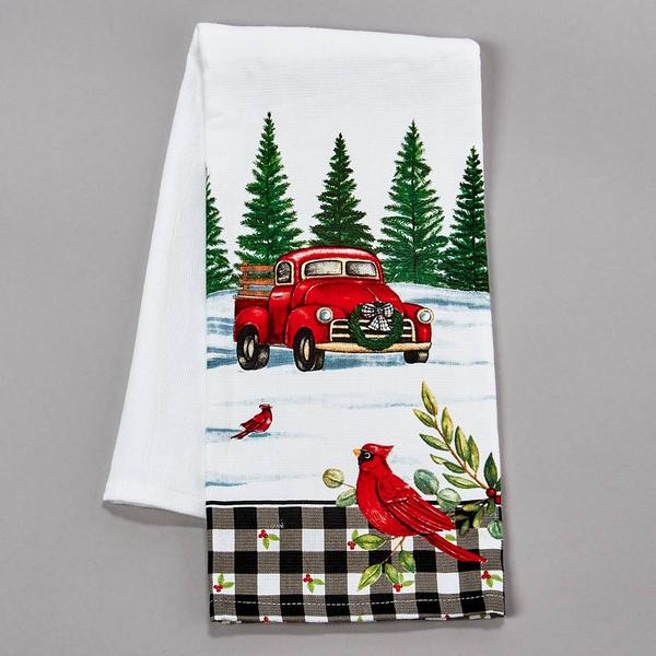 Kay Dee Winter Cardinal Truck Dual Purpose Terry Kitchen Towel - image 