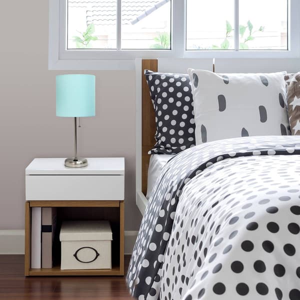 LimeLights White Stick Lamp w/Charging Outlet & Fabric Shade