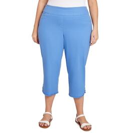 Plus Size Ruby Rd. Bali Blue Alternative Lacing Hem Capri Pants