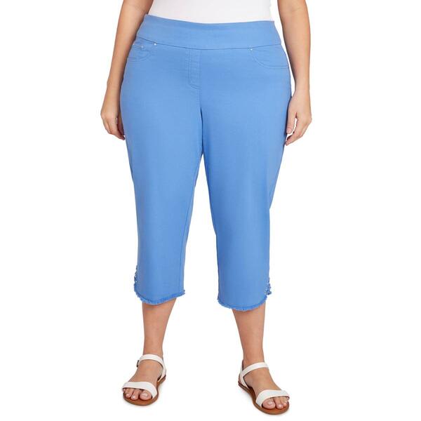 Plus Size Ruby Rd. Bali Blue Alternative Lacing Hem Capri Pants - image 