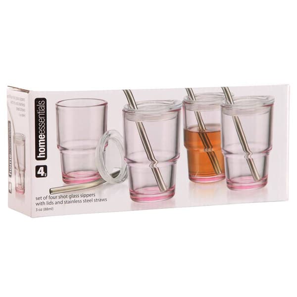 Home Essentials Blush Mini Sippers with Straw - Set of 4 - image 