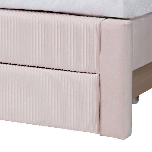 Baxton Studio Elora Modern Pleated Velvet Storage Queen Bedframe