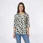 Petite Cocomo 3/4 Velvet Flocked Floral Henley Blouse - image 1