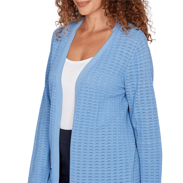 Petite Emaline Seabreeze Essence Open Front Pointelle Cardigan