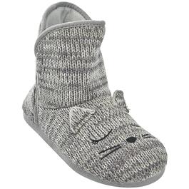 Womens Capelli New York Knit Sleeping Cat Bootie Slippers