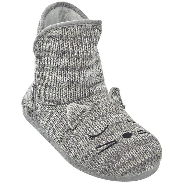 Womens Capelli New York Knit Sleeping Cat Bootie Slippers - image 