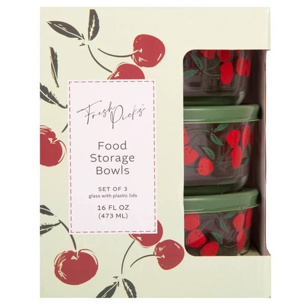 Fresh Picks Set of 3 16oz. Cherries Bowls - image 