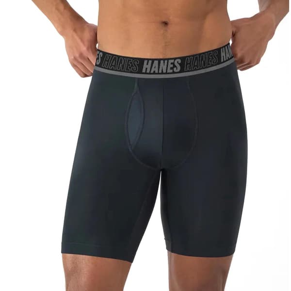 Mens Hanes&#174; Moves 4pk. Long Leg Boxer Briefs - Blue/Black