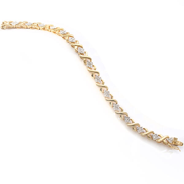 Accents Diamond Accent 14kt. Gold Plated XO Bracelet - image 