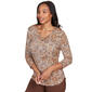 Petite Emaline Key Items Geo 3/4 Sleeve V-Neck Blouse - image 3