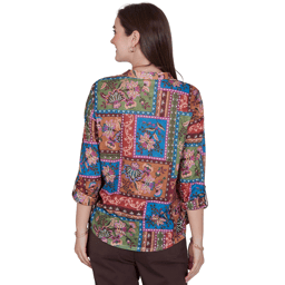 Womens Ruby Rd. Romance On The Ranch Pleated Floral Blouse