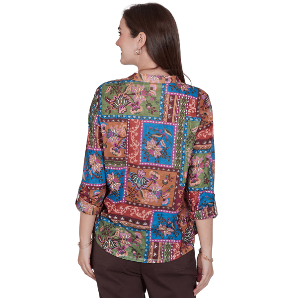 Womens Ruby Rd. Romance On The Ranch Pleated Floral Blouse