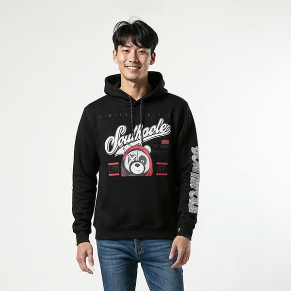 Young Mens SOUTHPOLE Crew Neck Bear Hoodie - image 