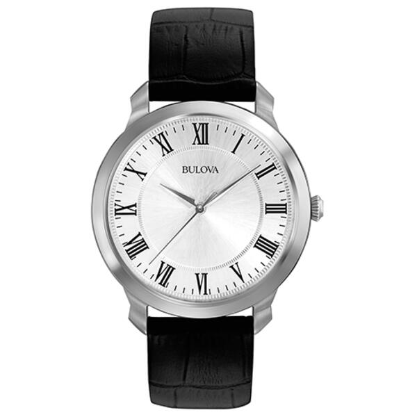 Mens Bulova Leather Strap Dress Watch - 96A133 - image 