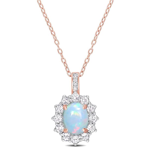 Sophia B 2 1/6ctw. Ethiopian Opal & White Topaz Pendant