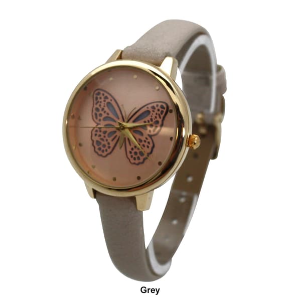 Womens Olivia Pratt™ Faux Leather Butterfly Face Watch - A916767