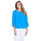 Petite Multiples 3/4 Shirred Sleeve Pleated Placket Blouse - image 1