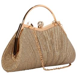 D''Margeaux Shimmer Top Hand Clutch with Chain