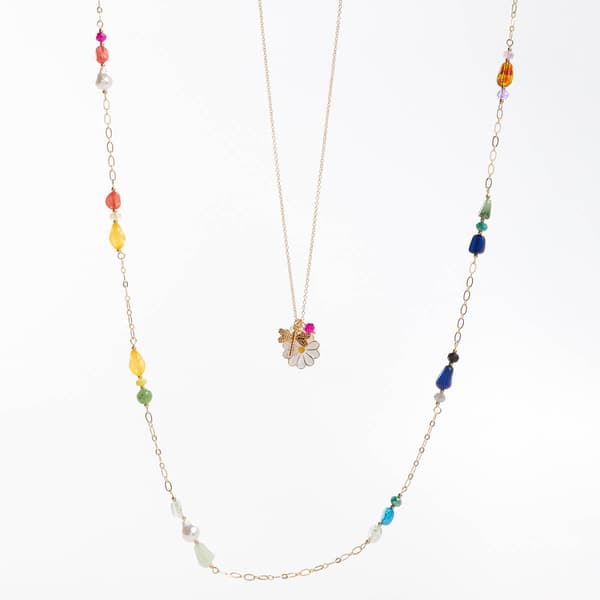 Ashley Daisy & Dragonfly Charm Long Layered Necklace - image 