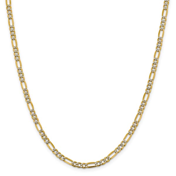 Unisex Gold Classics(tm) 3.9mm. 14k Semi Solid Pave Figaro Necklace