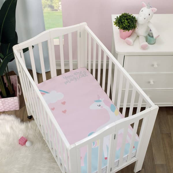 Little Love by NoJo Rainbow Unicorn Mini Crib Photo Sheet