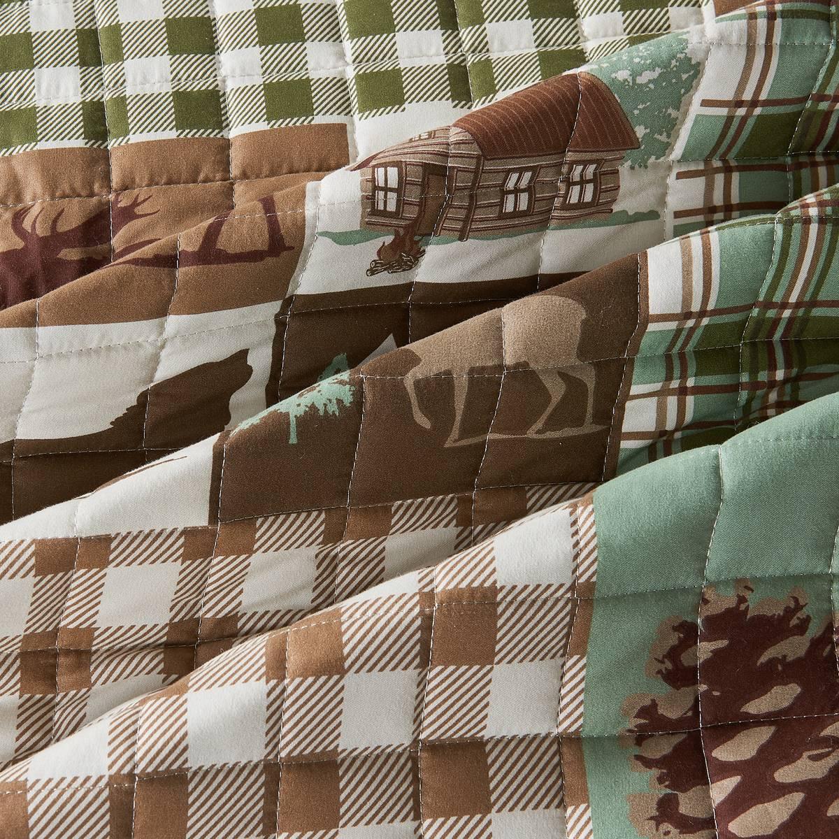 FreshFolds Matthew 3pc. Reversible Green Patchwork Quilt Set