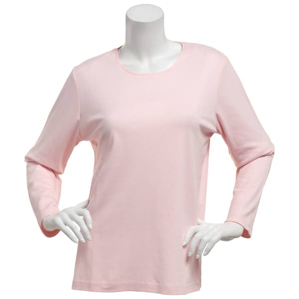 Petite Hasting & Smith Long Sleeve Solid Crew Neck Tee - image 