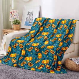 Spirit Linen Home&#8482; Velvet Halloween Lantern/Stars Throw Blanket