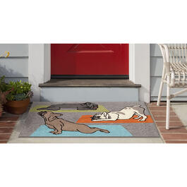 Liora Manne Frontporch Yoga Dogs Indoor/Outdoor Area Rug