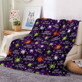 Spirit Linen Home&#8482; Velvet Halloween Spiders Throw Blanket