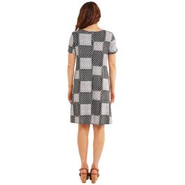 Petite Architect&#174; Short Sleeve Patchwork A-Line Dress