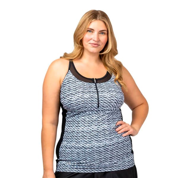 Plus Size Free Country Crochet Wave Racer-Back Tankini Swim Top - image 