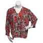 Plus Size NY Collection 3/4 Sleeve Ruffle Neck Crepon Blouse - image 1