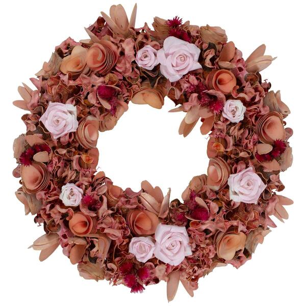 Northlight Seasonal Artificial Roses & Wooden Floral Wreath - image 