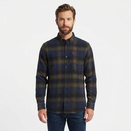 Mens Chaps Double Brush Stretch Flannel Shirt - Midnight