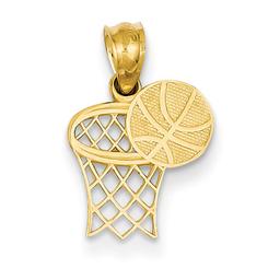 Gold Classics(tm) 14k. Basketball & Hoop Pendant