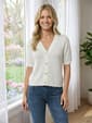 Womens Nanette Lepore Short Sleeve Button Front Textured Cardigan - image 1
