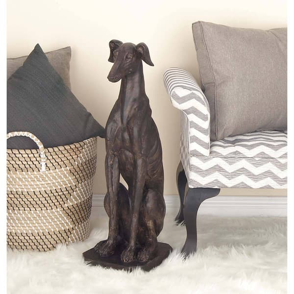 9th & Pike® Brown Polystone Greyhound Dog Sculpture