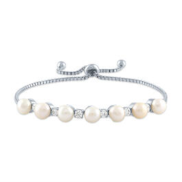 Gemstones Classics&#40;tm&#41; Pearl & White Sapphire Bolo Bracelet