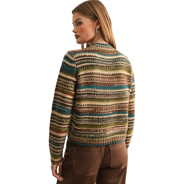 Womens CITY BLUES Long Sleeve Mixed Stripe Pullover Sweater