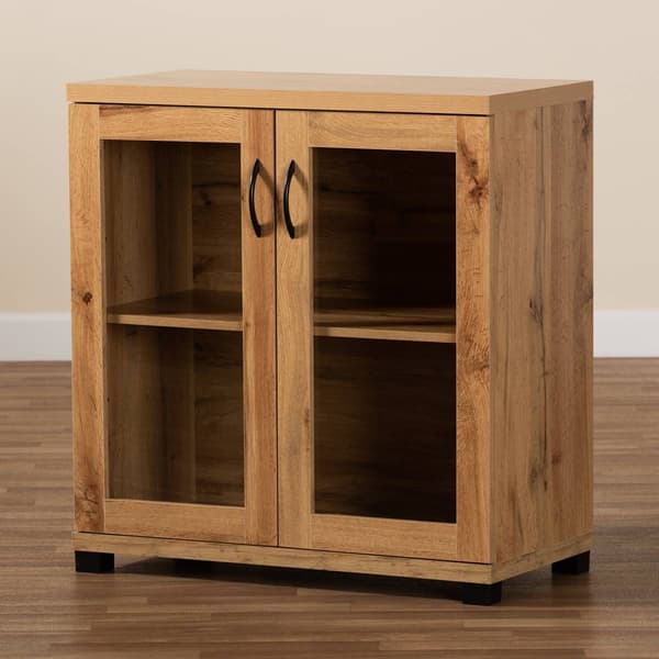 Baxton Studio Zentra Oak Brown Wood 2-Door Storage Cabinet