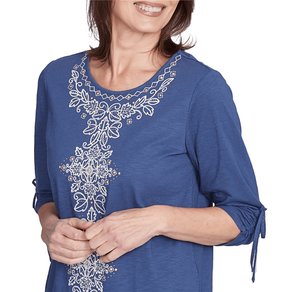 Womens Alfred Dunner Summer Solstice Embroidery Blouse