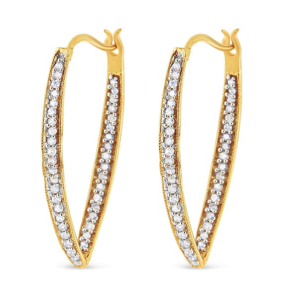 Haus of Brilliance Yellow Gold Diamond Modern Hoop Earrings