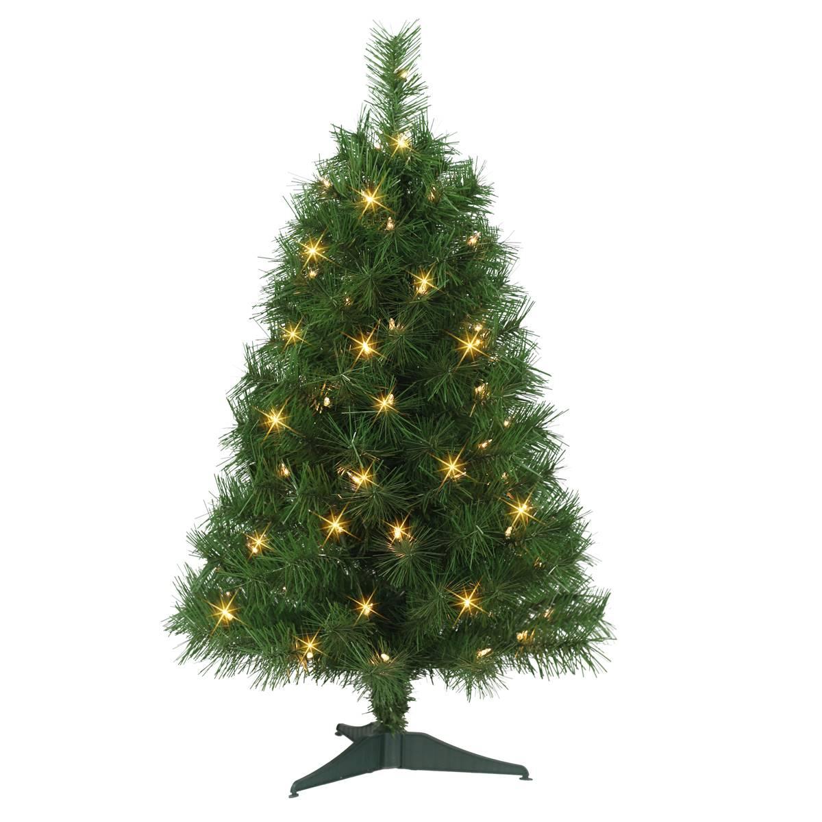 Puleo International 3ft. Pre-Lit Snow Ridge Christmas Fir Tree