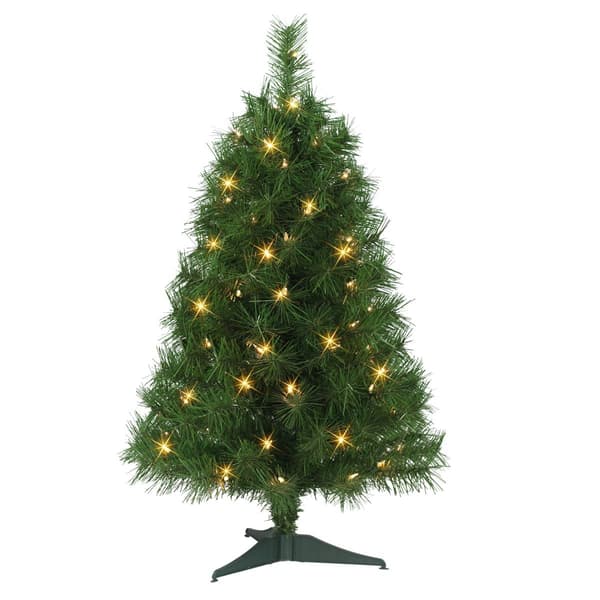 Puleo International 3ft. Pre-Lit Snow Ridge Christmas Fir Tree - image 