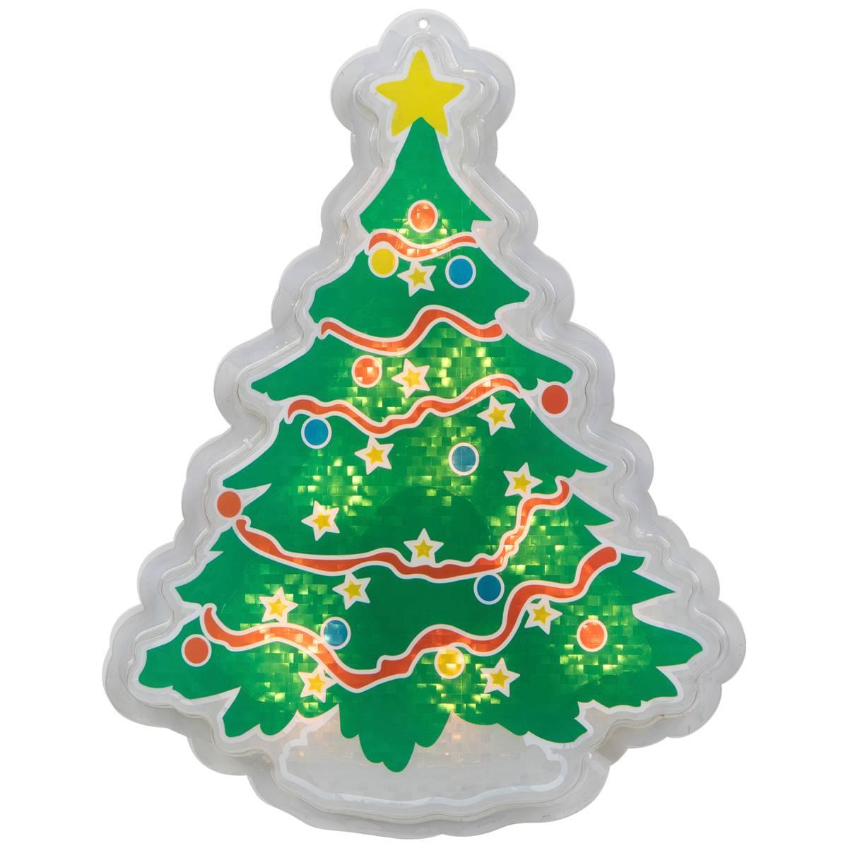 Open Video Modal for Northlight Seasonal Holographic Christmas Tree Window Decor