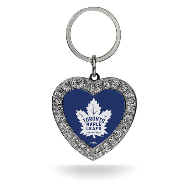 Womens NHL Toronto Maple Leafs Rhinestone Heart Key Ring - image 