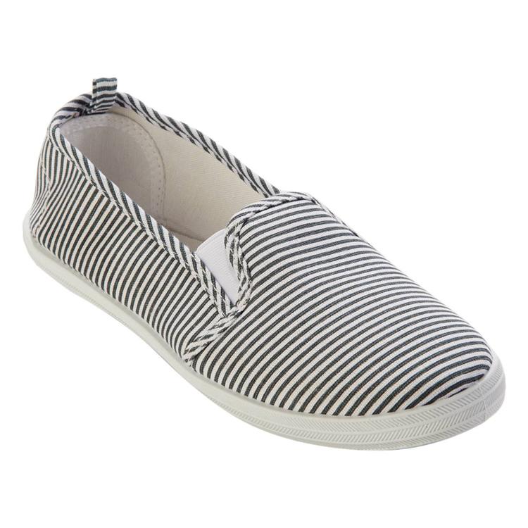 Womens Take A Walk Twin Gore Pinstripe Canvas Flats