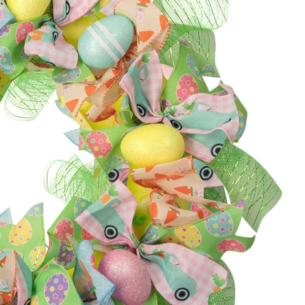 Northlight Seasonal Pastel Easter Eggs and Ribbons Wreath